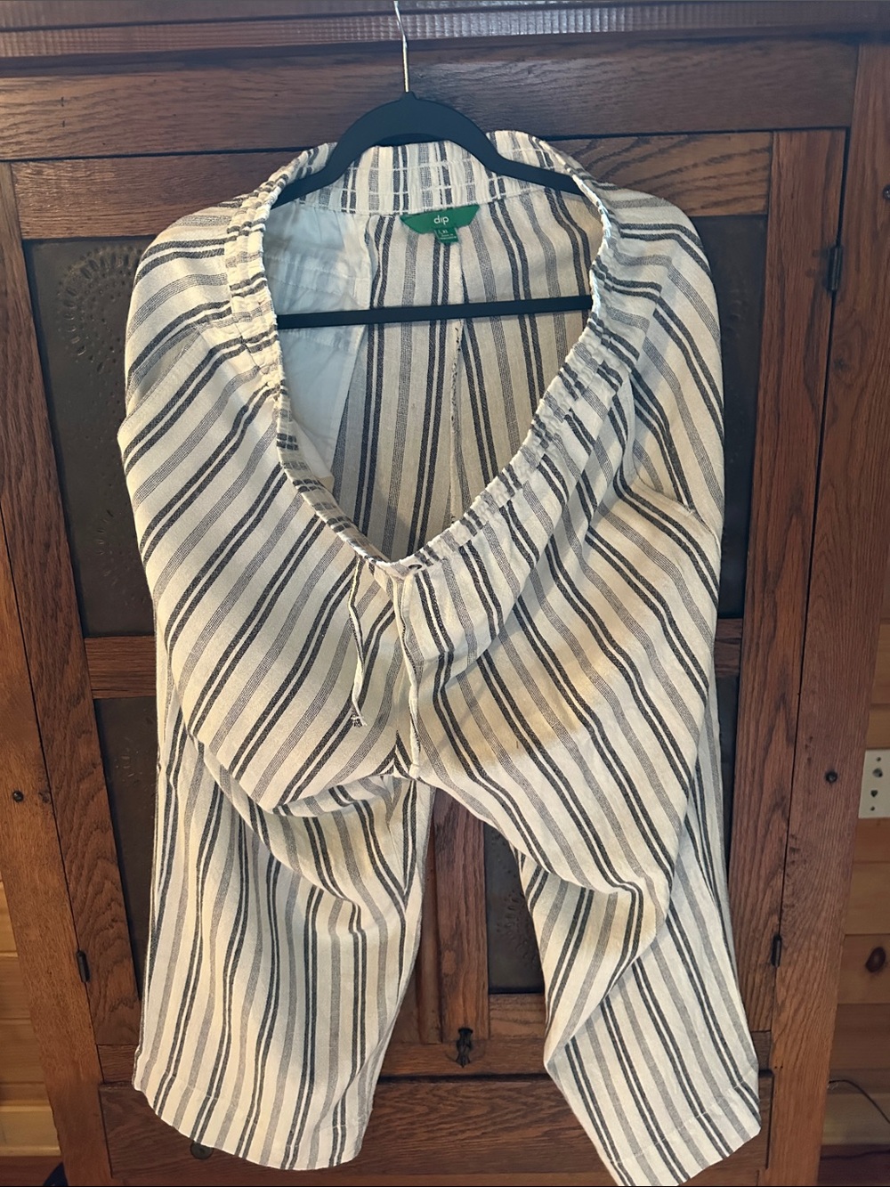 Women's Striped Cotton Tunic Top in Cream and Black